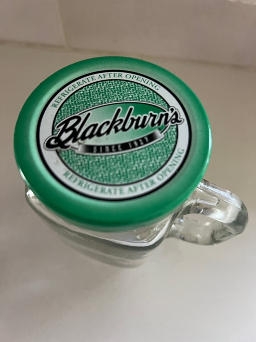 Blackburn's Glass Vintage Jar with Green Lid